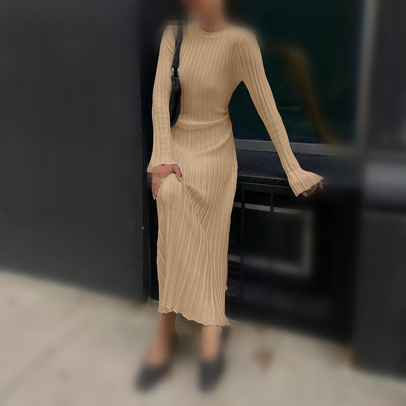 Women's Slim-Fit V-Neck Ribbed Knit Dresses