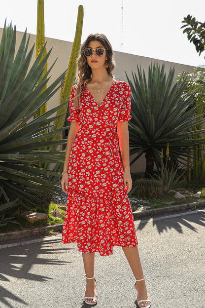 Women's Summer Boho V-Neck Beach Dress