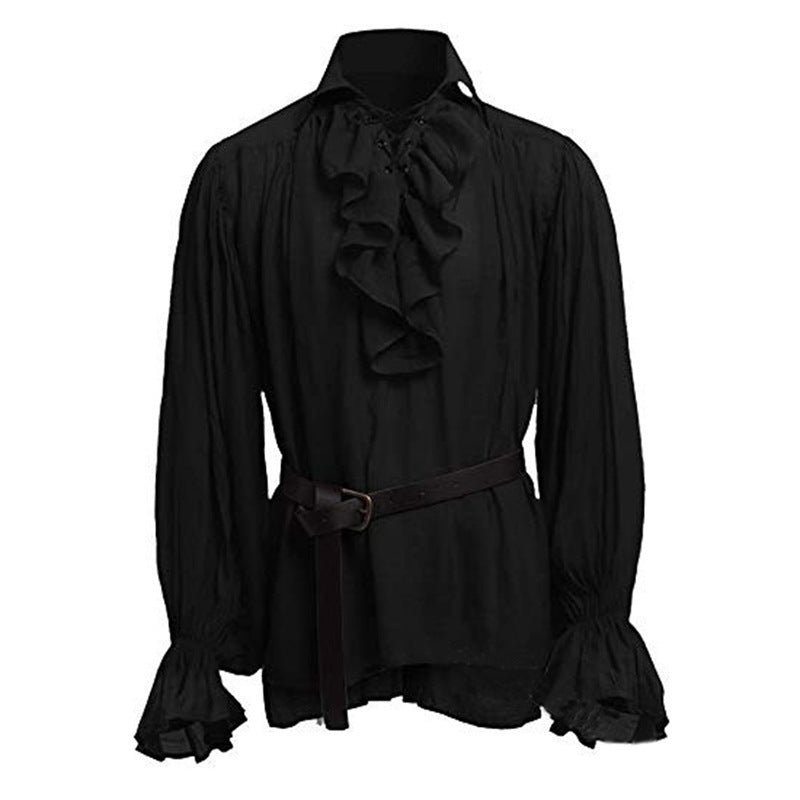 Retro Medieval Puff Sleeve Solid Color Shirt