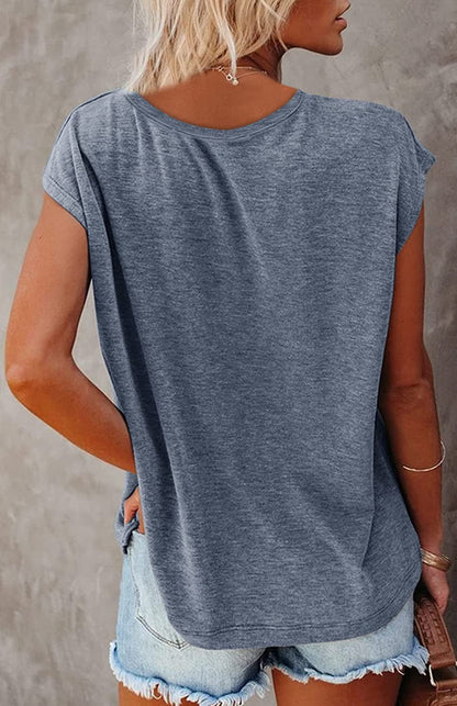 Women's Summer Sleeveless V-Neck Casual Loose Fit T-Shirt