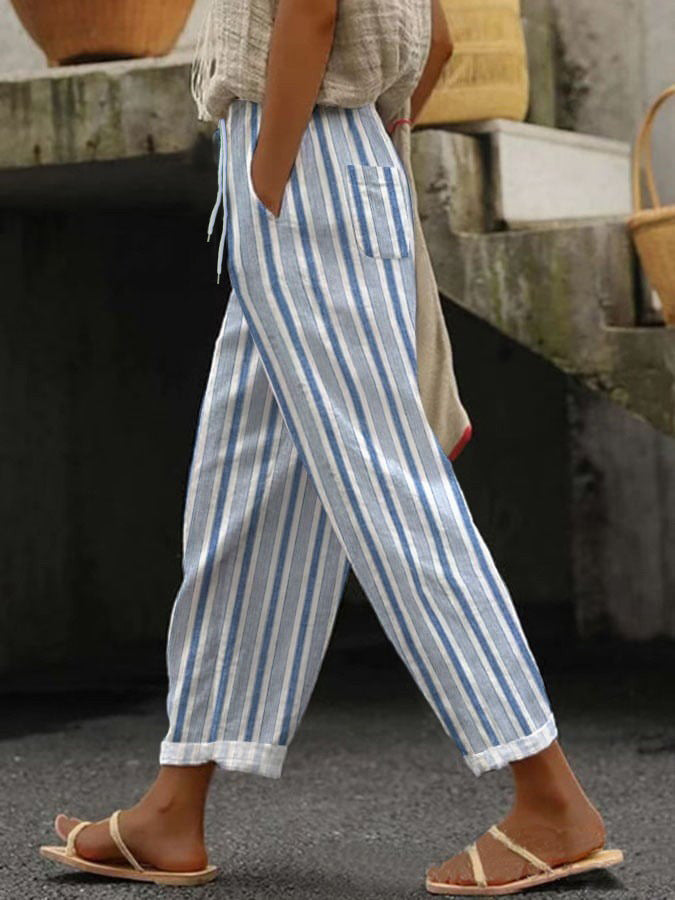 3D Large Print Minimalist Rolled Hem Casual Pants