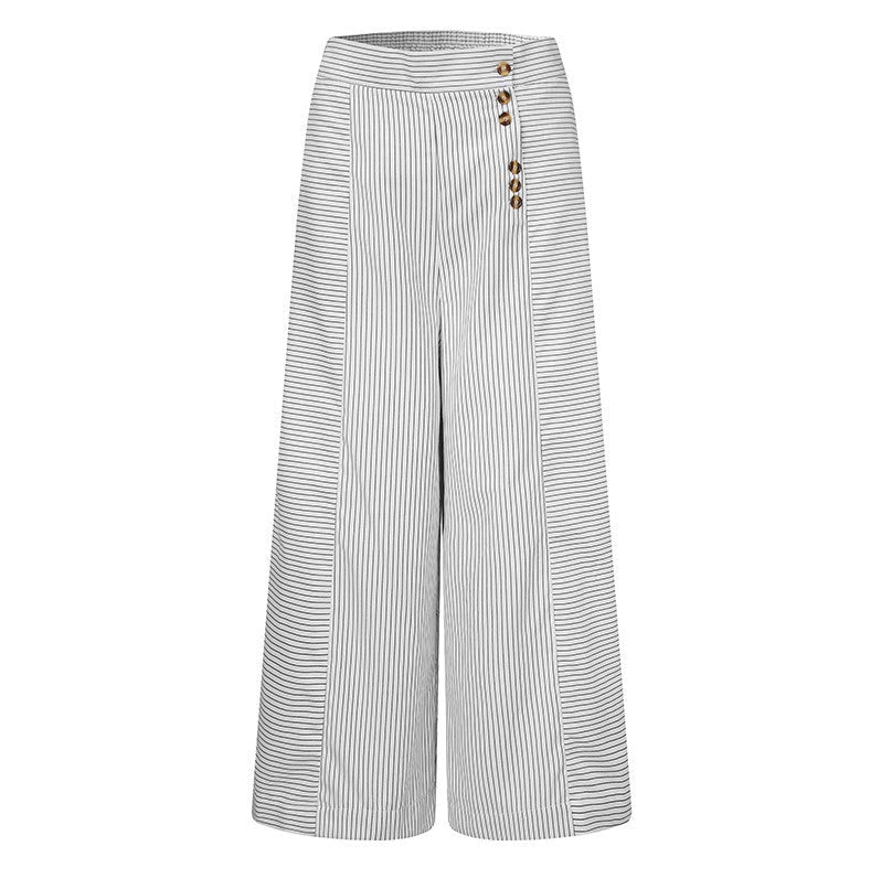 Women's High-Waisted Striped Wide-Leg Pants