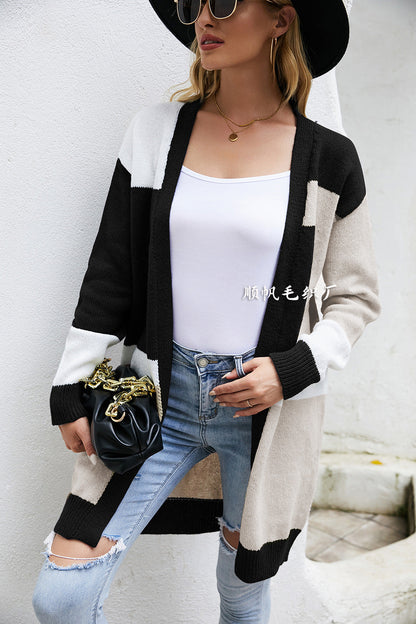 Women's Long Color-Block Cardigan