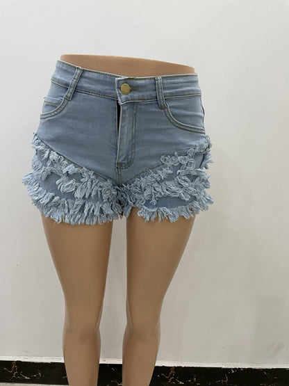 High-Waisted Distressed Denim Shorts for Women