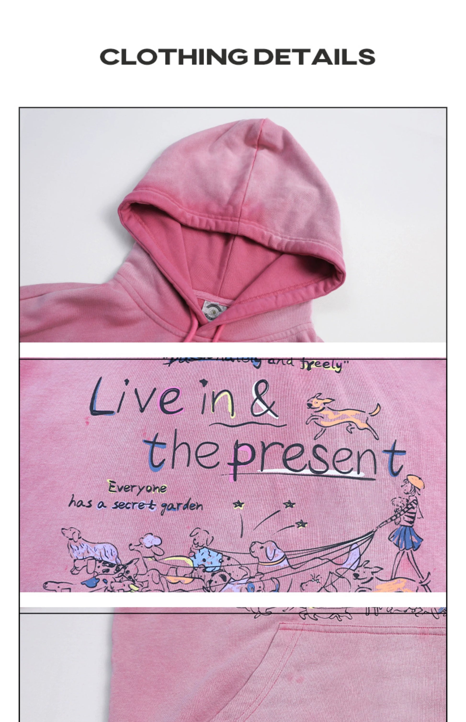Girlyhalo Retro Hooded Sweatshirt-Pink without Velvet-S-Free Shipping Leatheretro