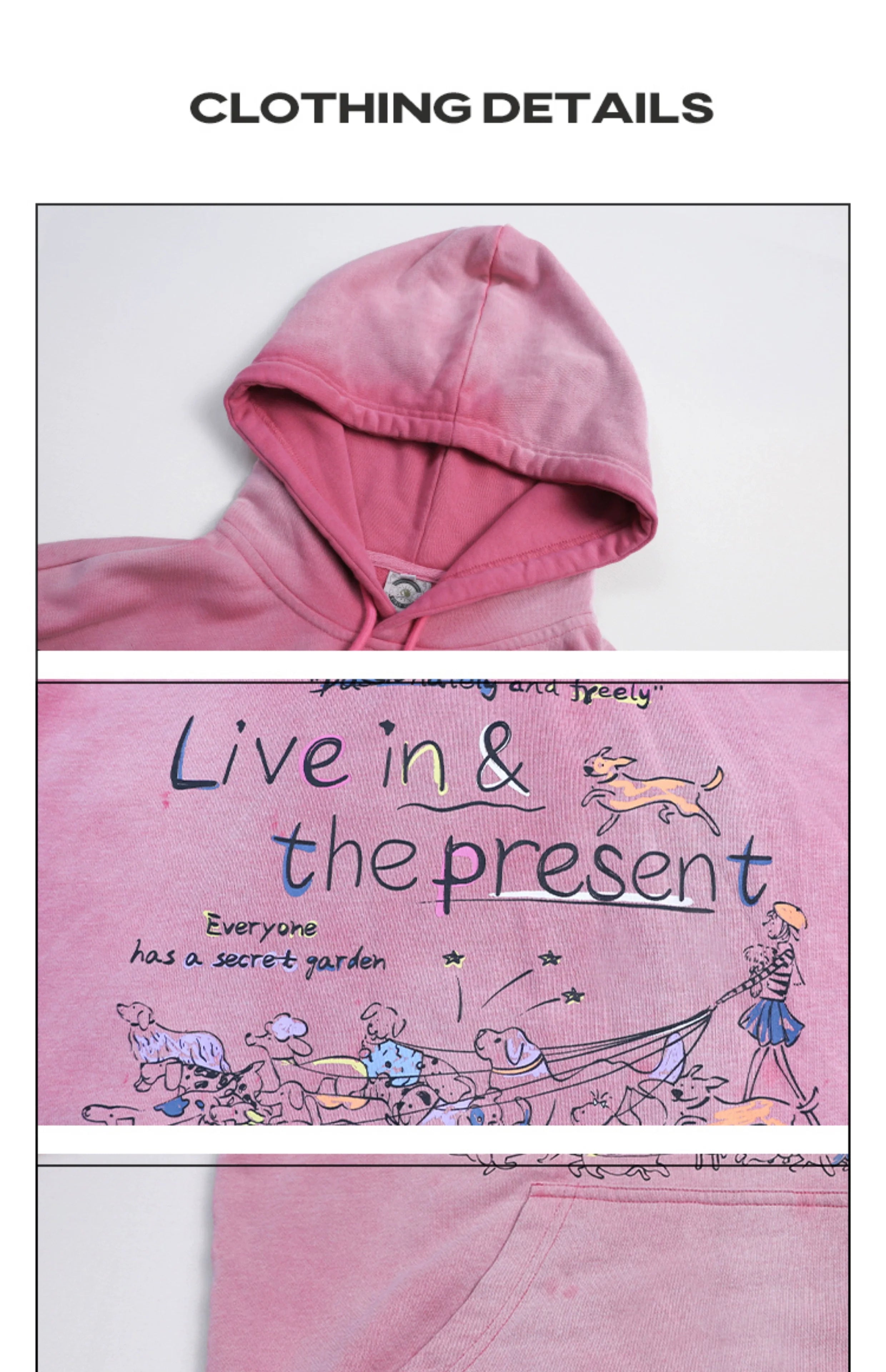 Girlyhalo Retro Hooded Sweatshirt-Pink without Velvet-S-Free Shipping Leatheretro