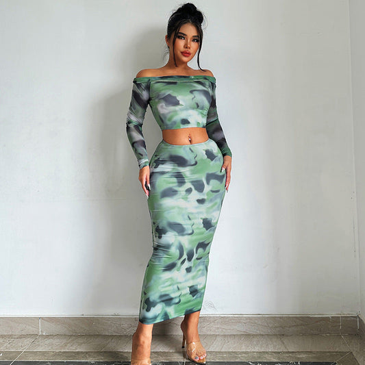 Sexy Off The Shoulder T Shirts and Sheath Skirts Two Pieces Sets-Dresses-Free Shipping at meselling99