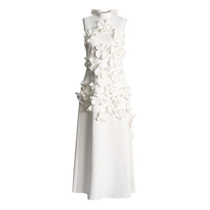 Elegant Stand Collar Sleeveless Maxi Dress