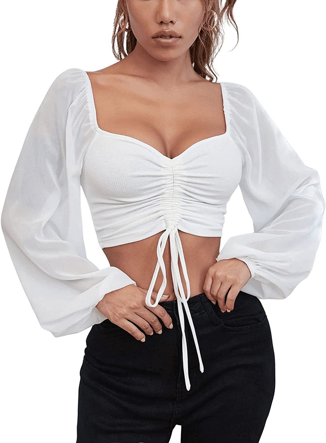 Sexy V-Neck Peplum Chiffon Blouse