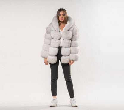 Winter Warm Artificial Fox Fur Overcoat for Women