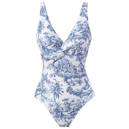 Fashionable Printed Romper with Sun Protection Sheer Cover-Up and Beach Vacation Outfit