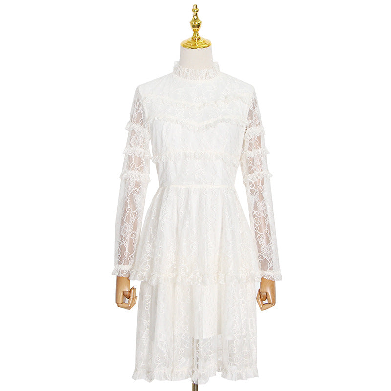 Women's Short Cake Dress with Stand Collar