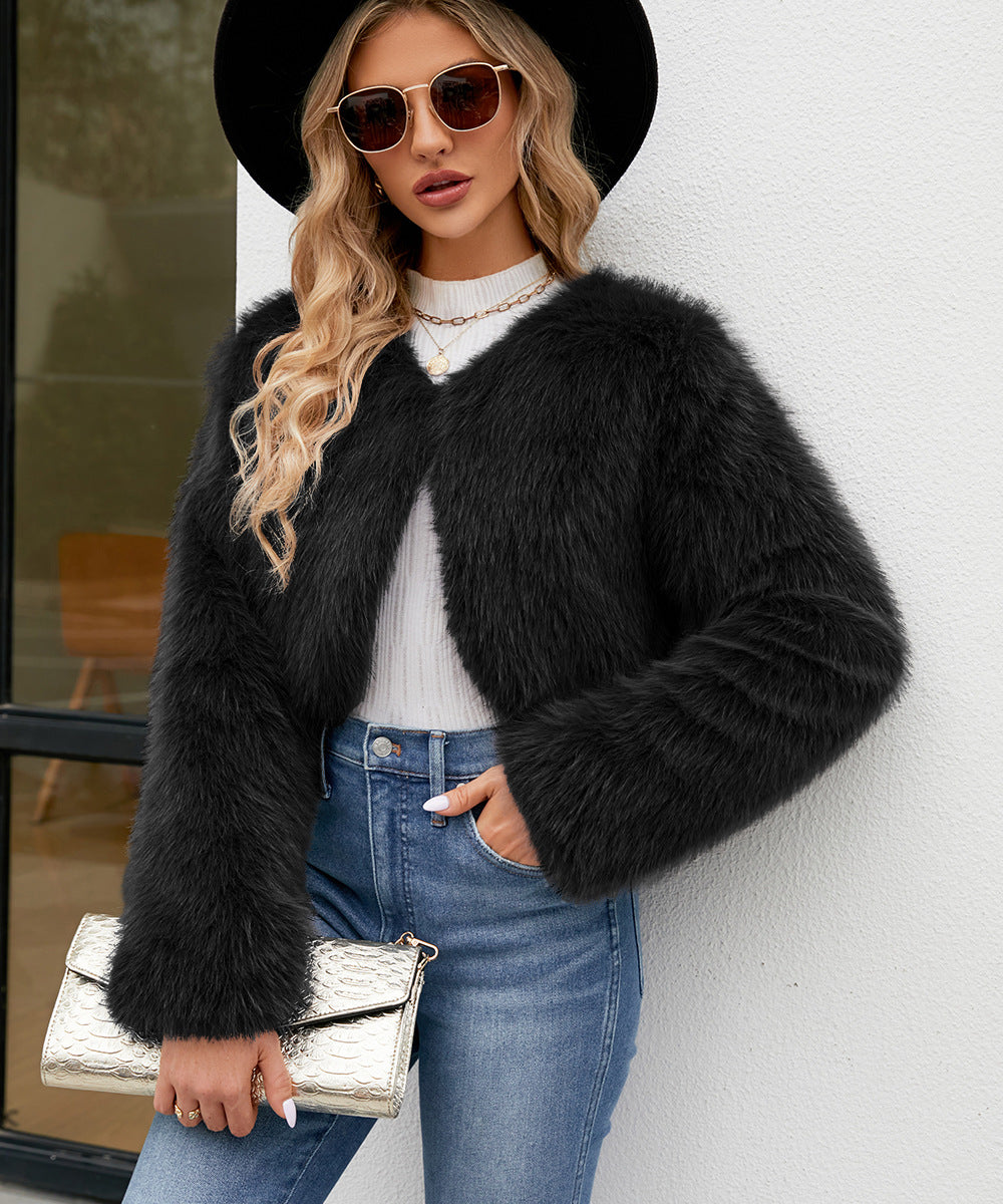 Fashionable Casual Women's Faux Fur Jacket