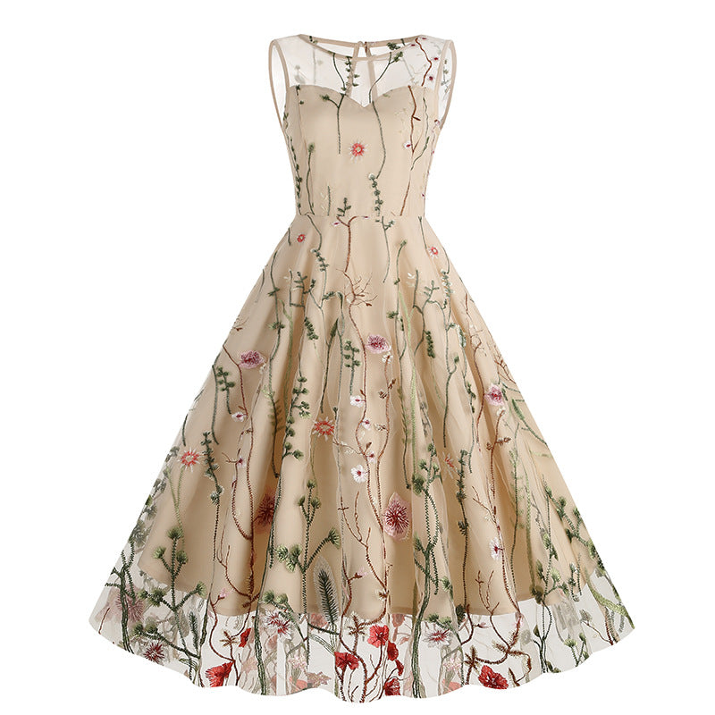 Vintage Sleeveless Embroidery Dresses-Dresses-Free Shipping at meselling99