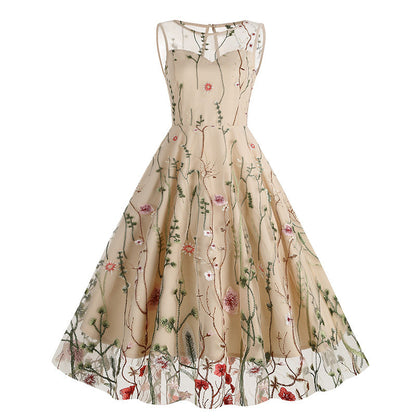 Vintage Sleeveless Embroidery Dresses-Dresses-Free Shipping at meselling99