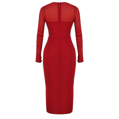 Sexy Designed High Waist Tight Red Party Dresses-Dresses-Free Shipping at meselling99