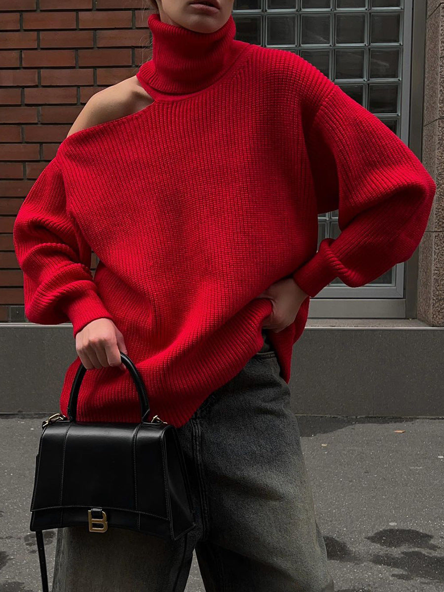 Off-the-Shoulder Cowl Neck Sweater