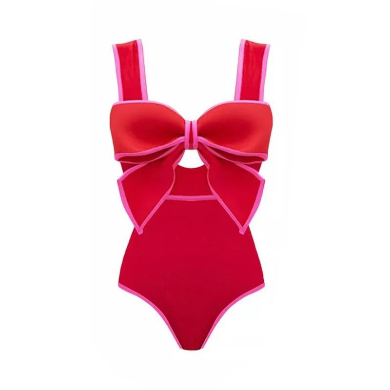 Butterfly Knot Round Skirt One-Piece Swimsuit
