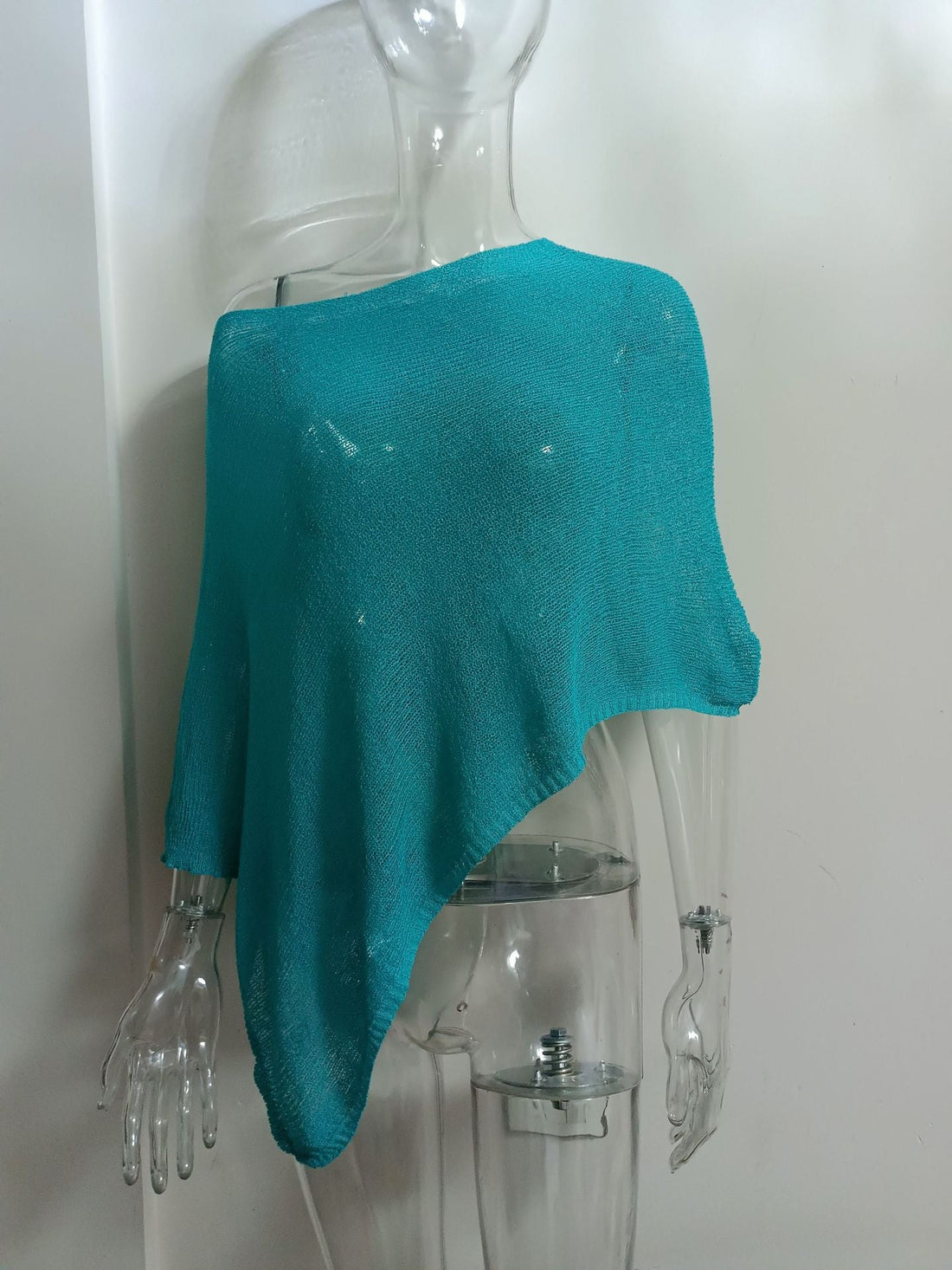 Women's Asymmetrical Cape Poncho – Lightweight Linen Knit Summer Cover-Up