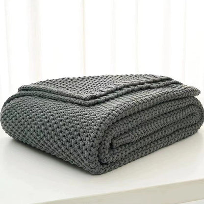 Knit Blanket – Cozy Office & Sofa Throw for AC Naps, Travel, and Home