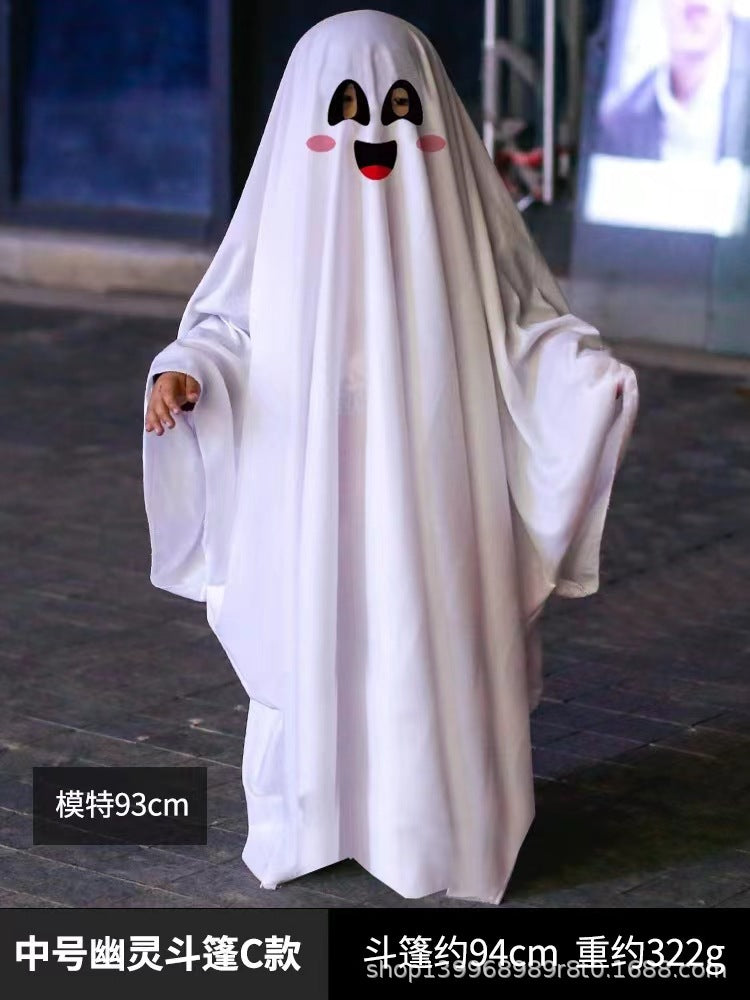Cross Halloween horror dress up cos party white costume masquerade party children adult ghost cape cape