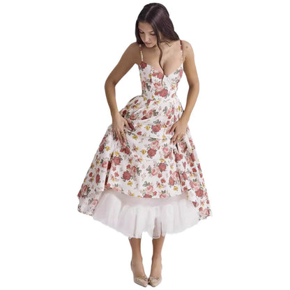 Elegant Princess Gown - French Chiffon Tiered Strapless Ball Gown Dress for Women