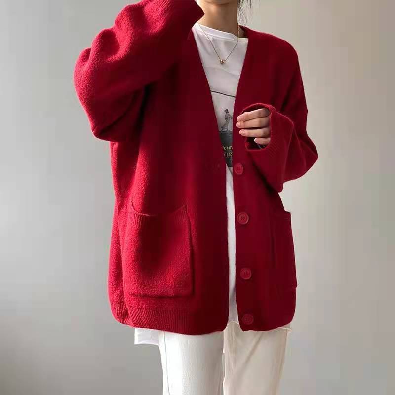 Loose Knit Cardigan – Oversized V-Neck Sweater | Soft & Cozy Casual Pullover