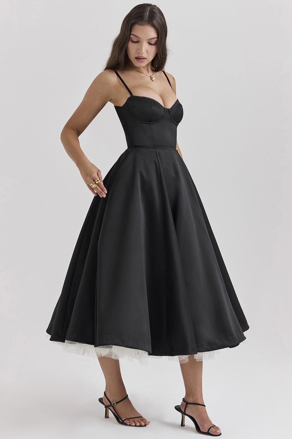 Elegant Princess Gown - French Chiffon Tiered Strapless Ball Gown Dress for Women
