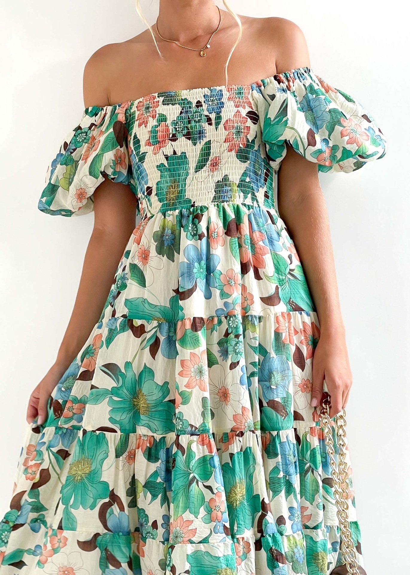 Women's Off-Shoulder Lantern Sleeve High Waist Summer Dress-red-S-Free Shipping Leatheretro