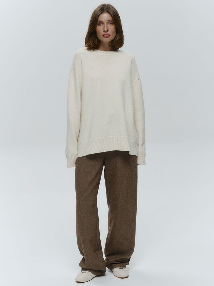Classic Relaxed-Fit Dark Crewneck Sweater