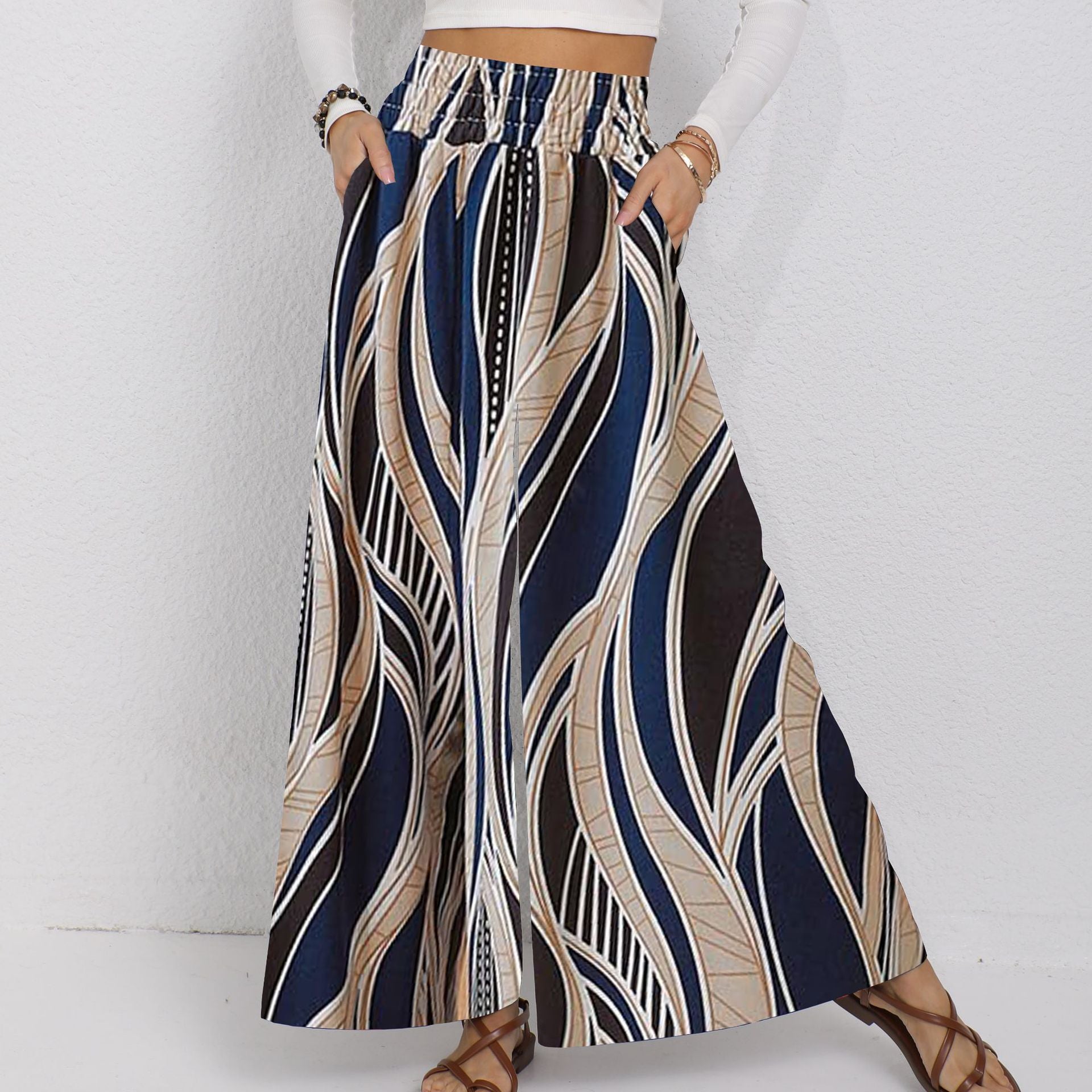 Women's High-Waisted Solid Color Casual Pants