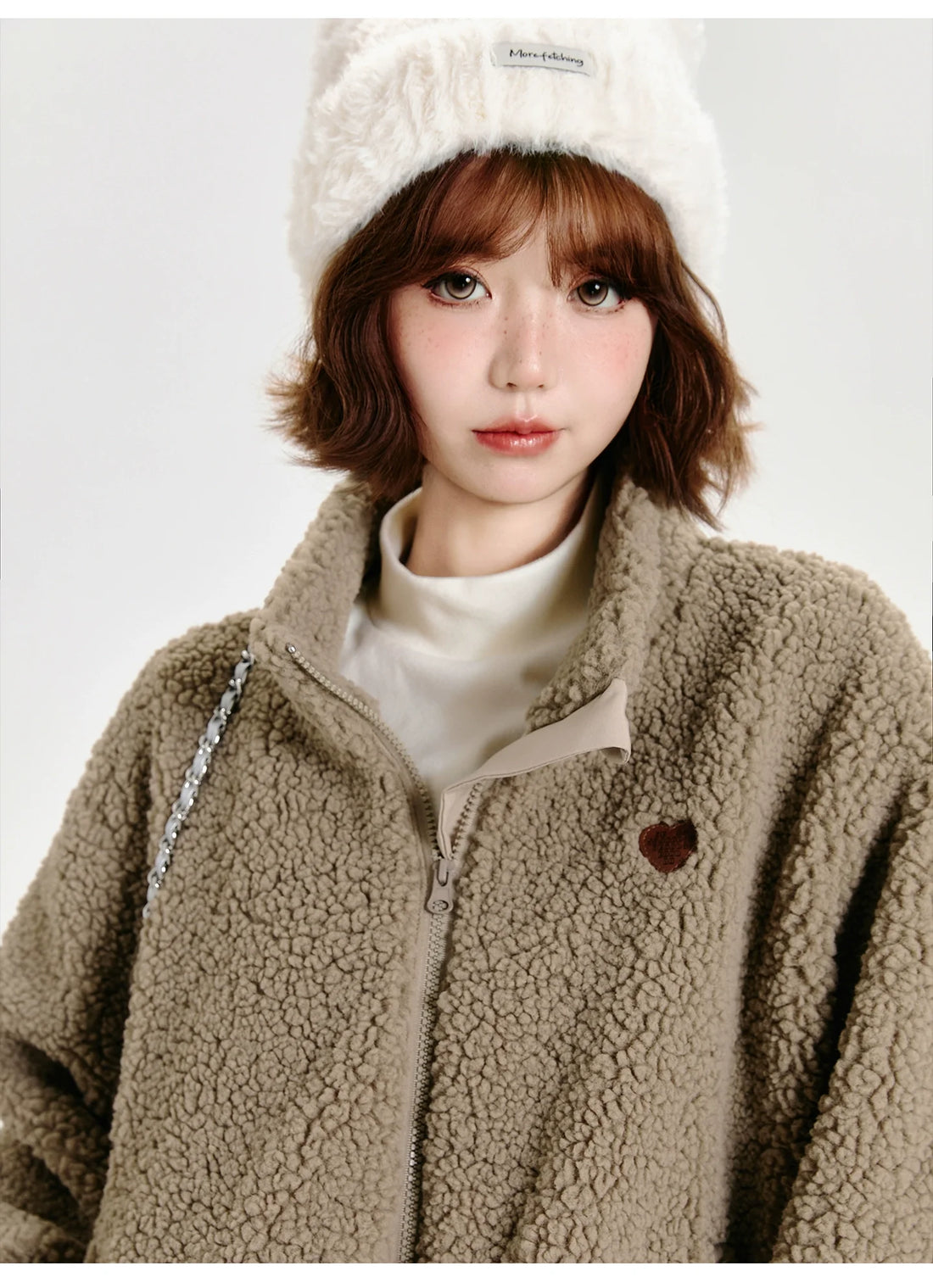Girlyhalo Women's Vintage Faux Shearling Jacket-Khaki-S-Free Shipping Leatheretro