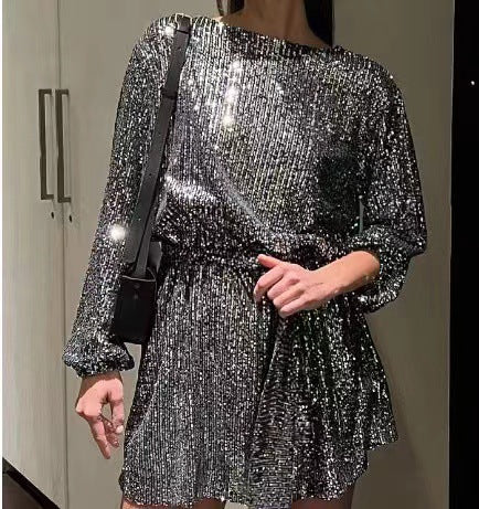 Sparkling Sequin Party Dress – Elegant Evening Gown for Festive Occasion