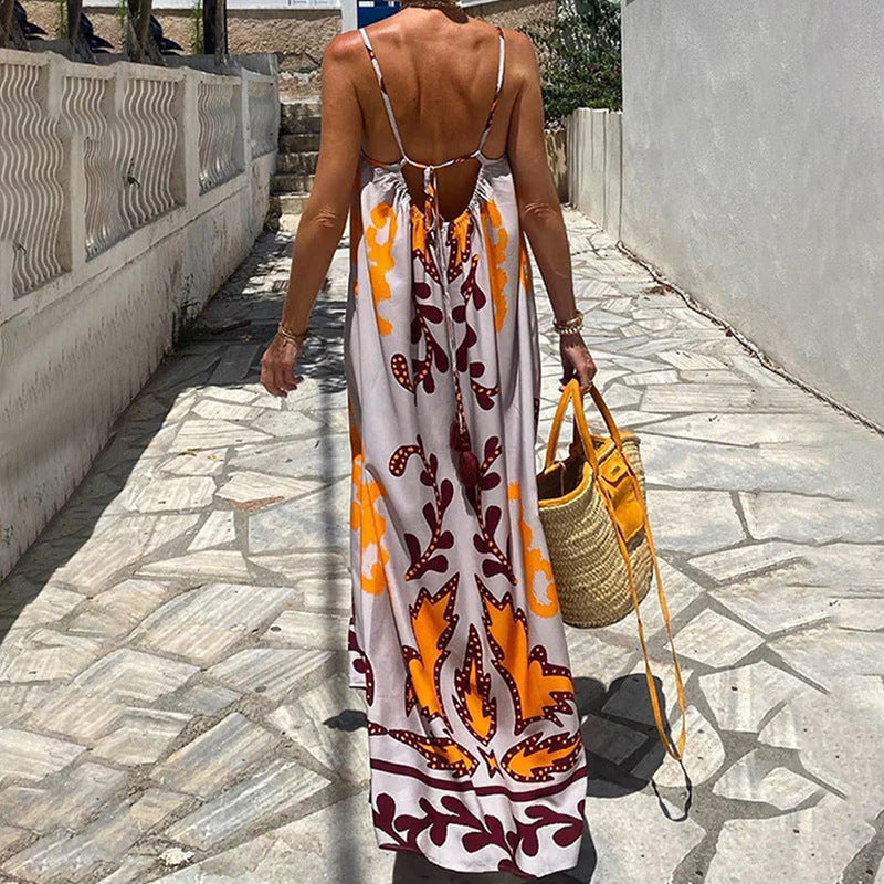 Elegant High-Waist Floral Print Sundress