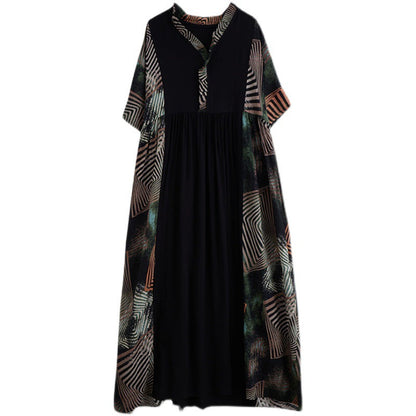 Vintage Summer Plus Sizes Short Sleeves Long Dresses-Dresses-Black-One Size-Free Shipping at meselling99
