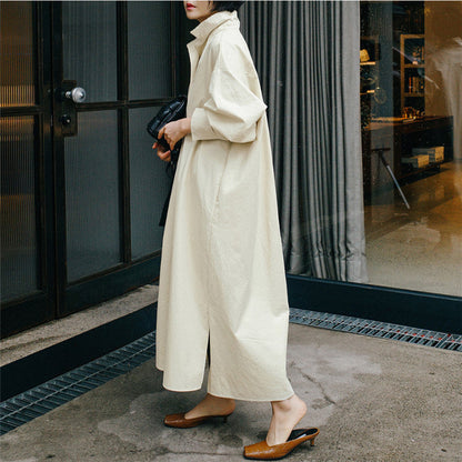 Class Bowknot Long Sleeves Maxi Shirt Dresses-Cozy Dresses-Free Shipping at meselling99