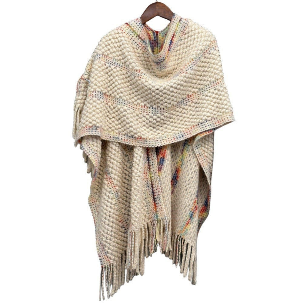 Colorful Popcorn Stitch Knit Shawl