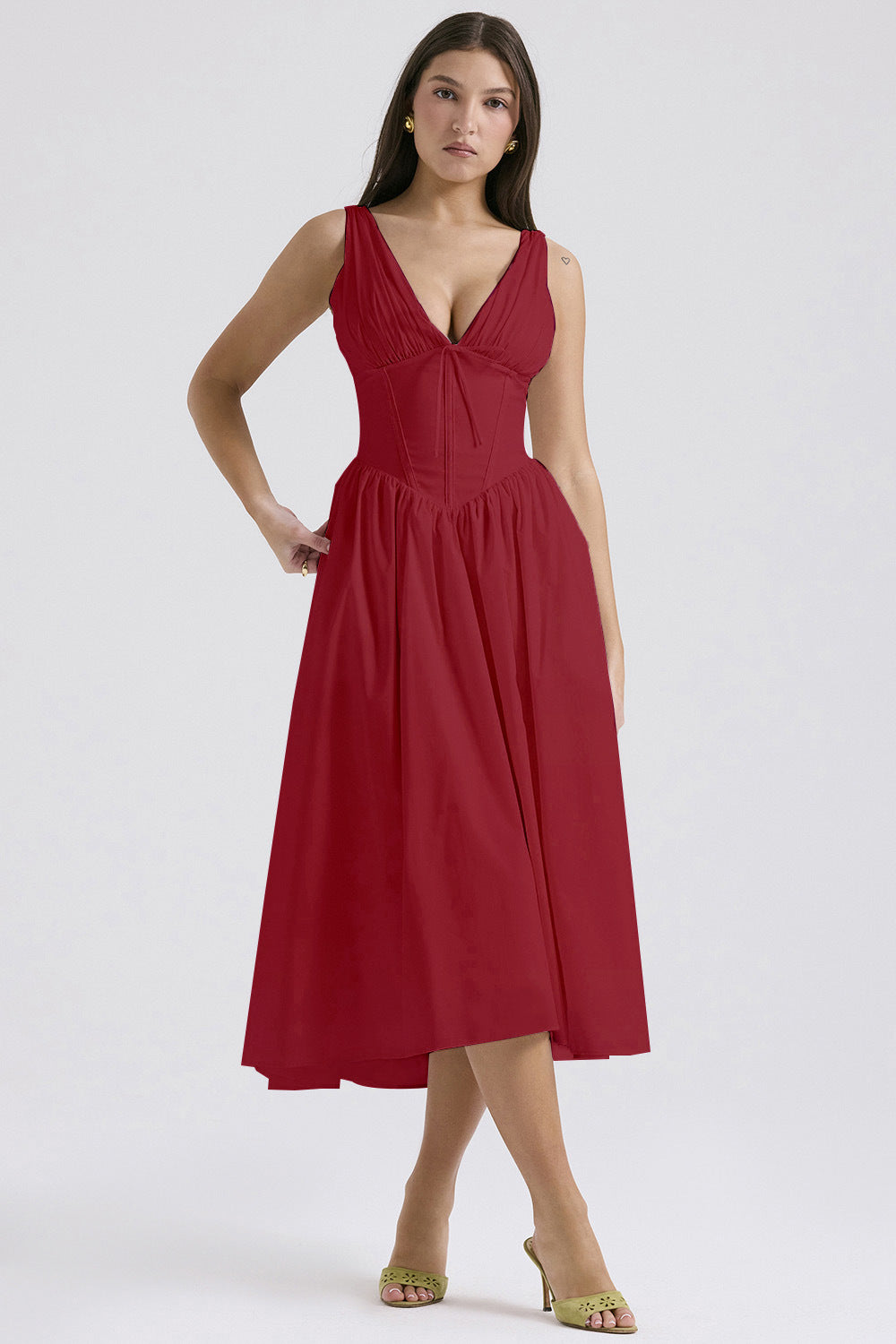 Elegant V-Neck Print Maxi Dress