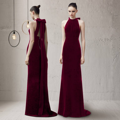 Simple Sexy Round Neck Long Mermaid Evening Dresses