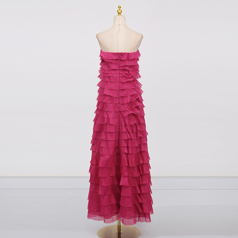 Elegant Off-Shoulder Ruffle Bustier Maxi Dresses