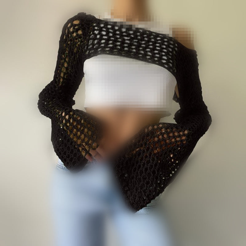 Sexy Hollow Knit Long Sleeves Top