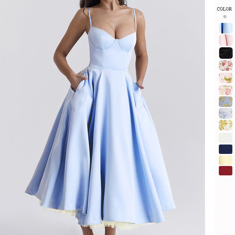 Elegant Princess Gown - French Chiffon Tiered Strapless Ball Gown Dress for Women