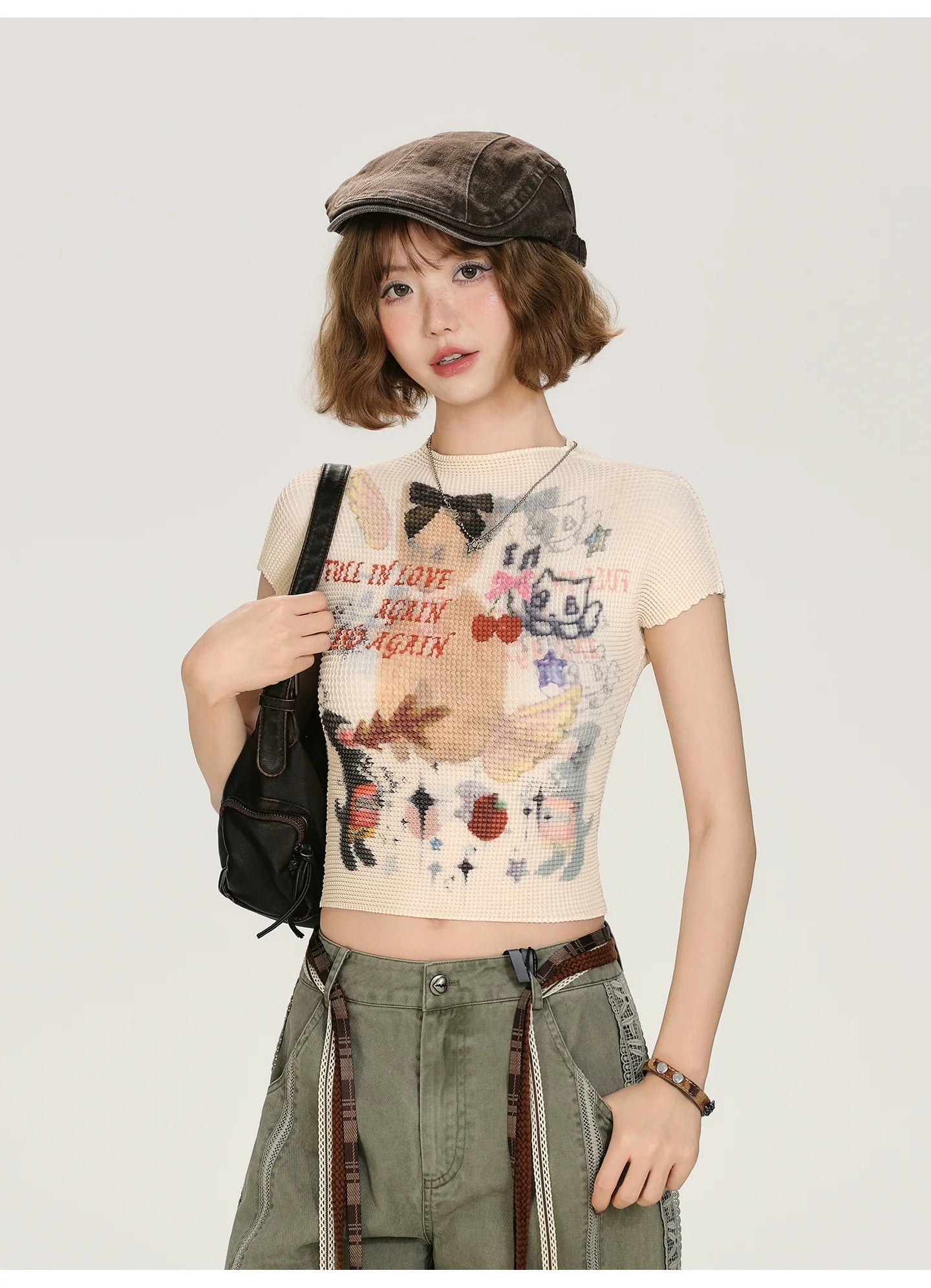 Girlyhalo Vintage Y2K Print Cropped T-Shirt