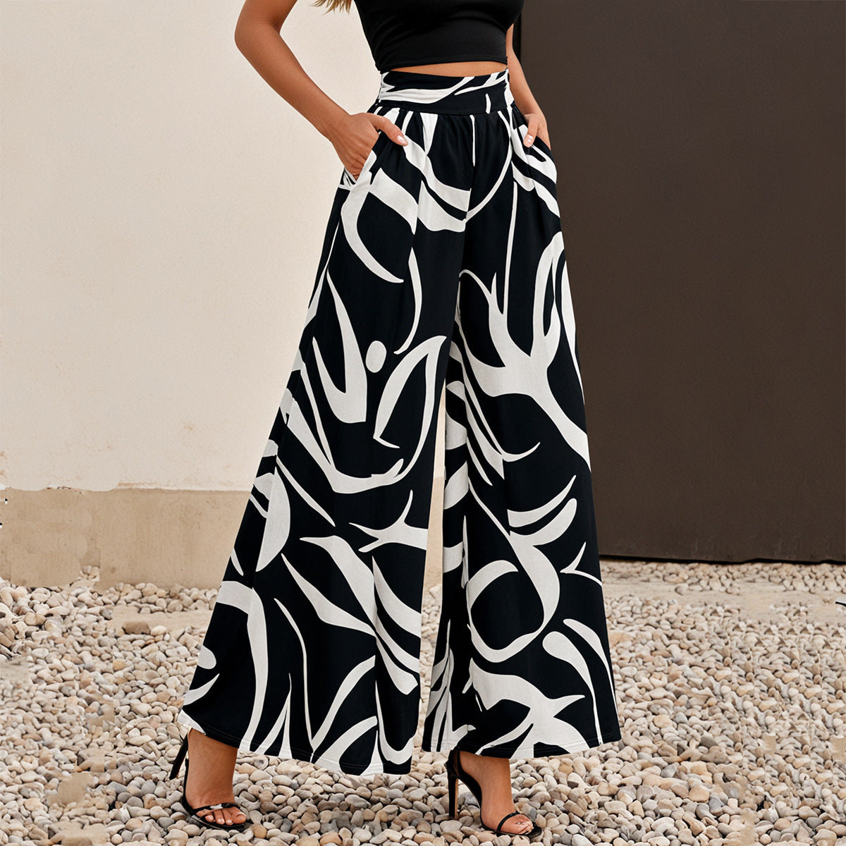 Women's High-Waisted Solid Color Casual Pants