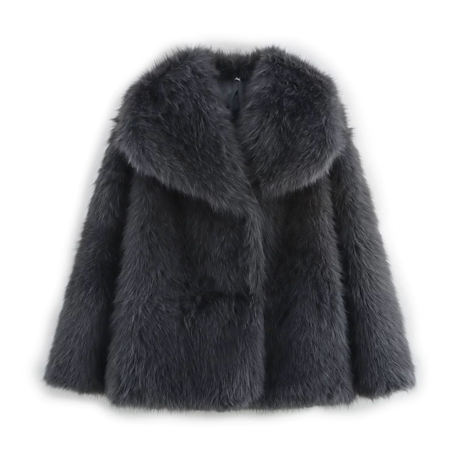 Women's Cropped Faux Fur Jacket - Short Winter Coat