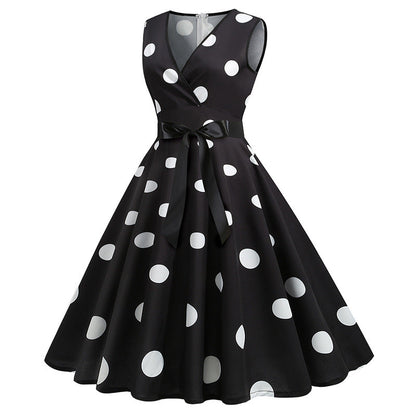 Summer Sleeveless Polka Dot Dresses-Dresses-Free Shipping at meselling99