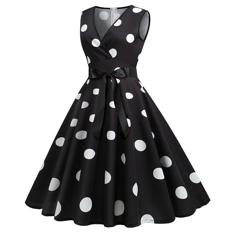 Summer Sleeveless Polka Dot Dresses-Dresses-Free Shipping at meselling99