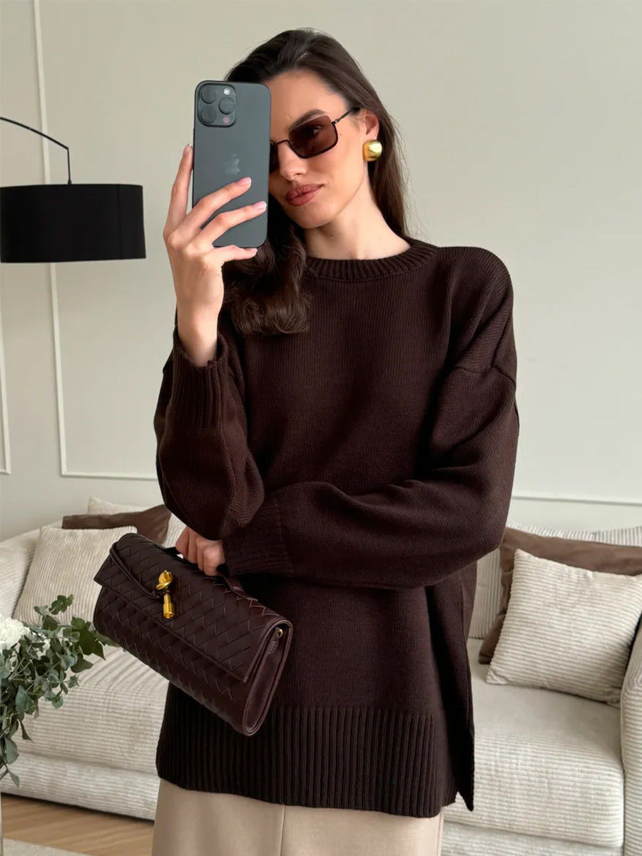 Women's Casual Split Hem Sweater