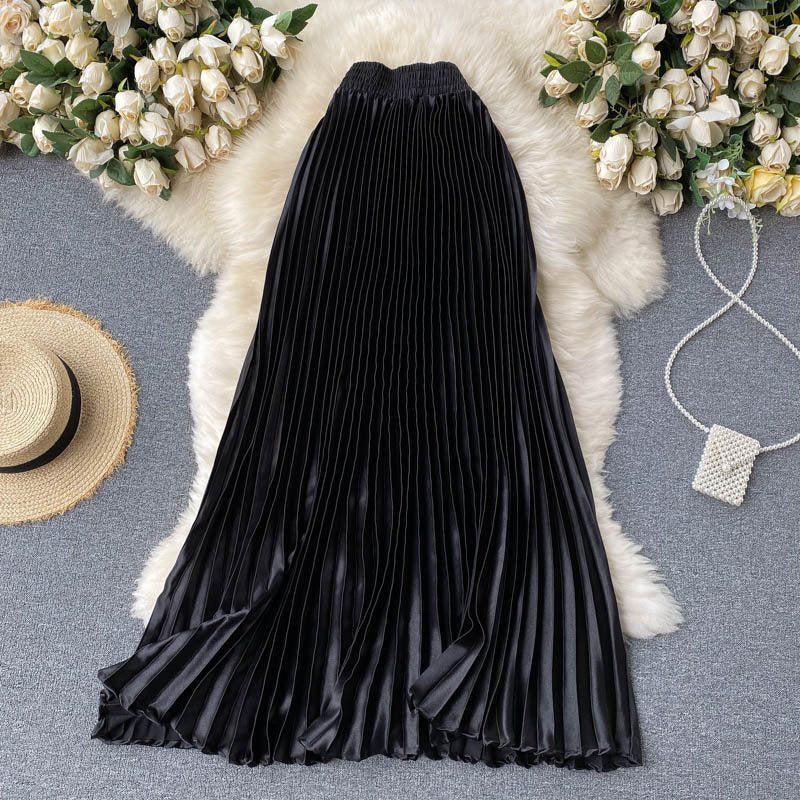Luxury Heavy-Duty Pleated Midi A-Line Skirt