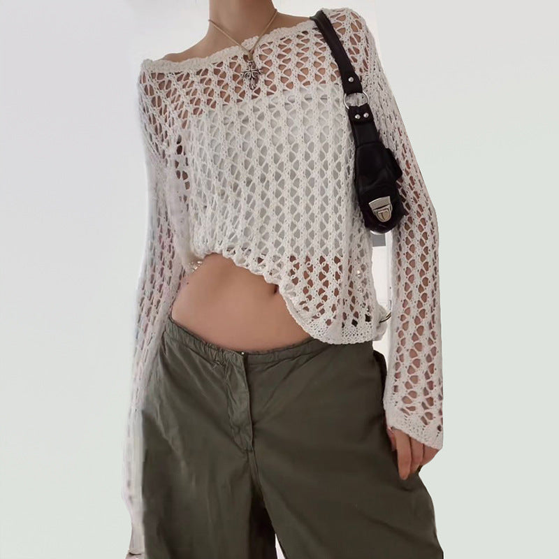 Women's Oversized Mesh Knit Sweater